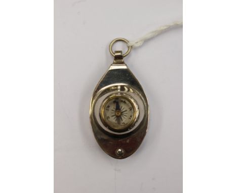 'The Path Finder' a chrome plated compass and map reader, combined in pendant form, leather cased, 1930/40 