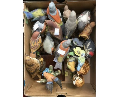 Ceramic birds, various breeds, etc (17) (one box) 