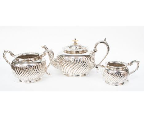 A silver plated, John Nodder and Sons, Sheffield, three piece tea service 
