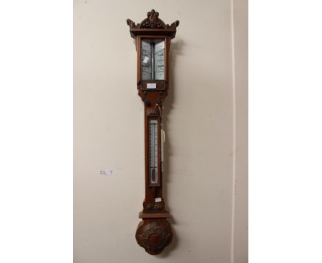 A 19th Century oak stick barometer