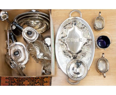 An EPNS tea service with EPNS serving dishes, tray etc (1 box)