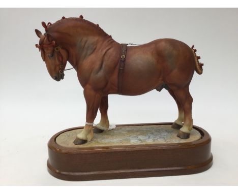 A Royal Worcester limited edition 326/500 Suffolk Stallion, designed and signed by Doris Lindner, boxed with plinth, FRAMED C