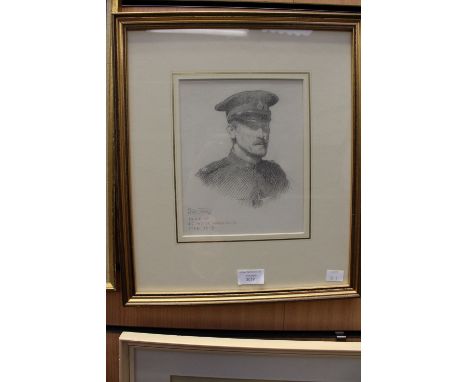 John Byam Shaw A.R.W.S (British, 1872-1919), portrait of a WWI officer, signed l.l., and inscribed in Aid of S.C. Motor Ambul