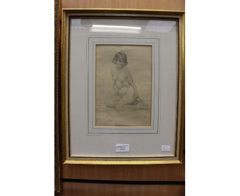Albert Ludovici Jnr (British, 1852-1932), a portrait of a young female nude, signed and dated '20 l.r., pencil, 23cm by 16cm,