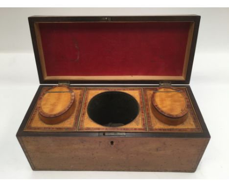 Satinwood tea caddy, circa 1800