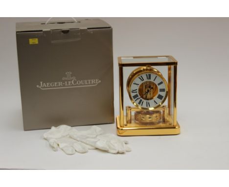 A Jager le Coulture Atmos mantle clock, with box and gloves 