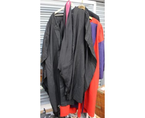 An Oxford Doctor of Philosophy gown, sash, cap, and evening robe together with a circa 1940s blazer (5)