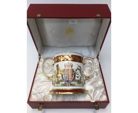 Spode limited edition 372/500 boxed Loving cup to commemorate the Silver Jubilee of Queen Elizabeth II 