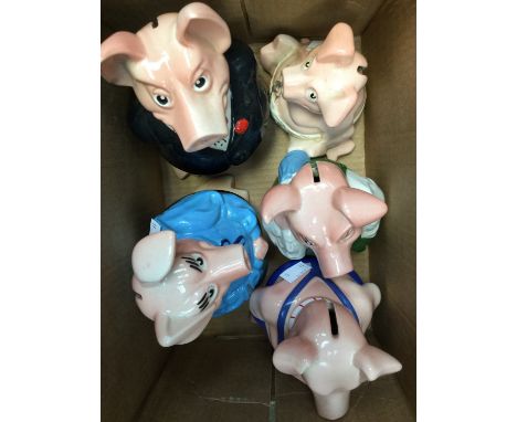 A complete set of Wade, Natwest Pigs money banks, one damaged (5) 