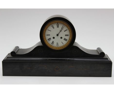 A 19th Century French slate mantle clock, eight day movement