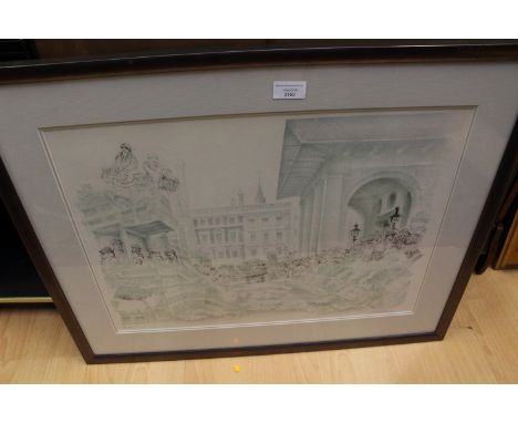 David Gentleman, British 1930, busy fruit and vegetable market, lithograph signed in pencil lower right, numbered in pencil l