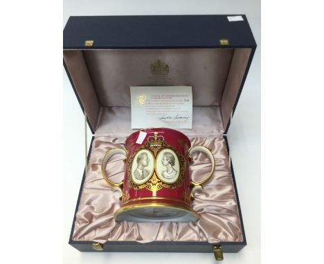 Spode loving cup, the 25th wedding anniversary of Queen Elizabeth II and The Duke of Edinburgh, limited edition 328/500
