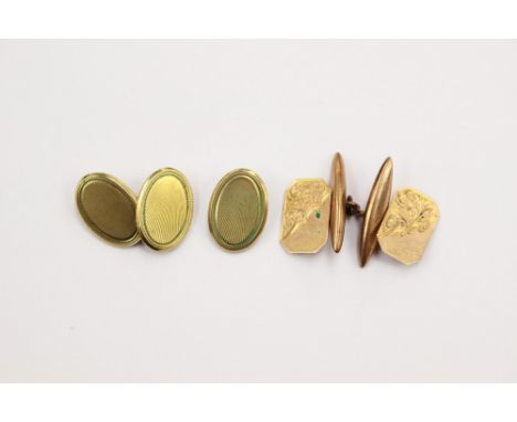 A pair of 9ct gold chain cufflinks and two odd ones, combined total gross weight approx 13gms