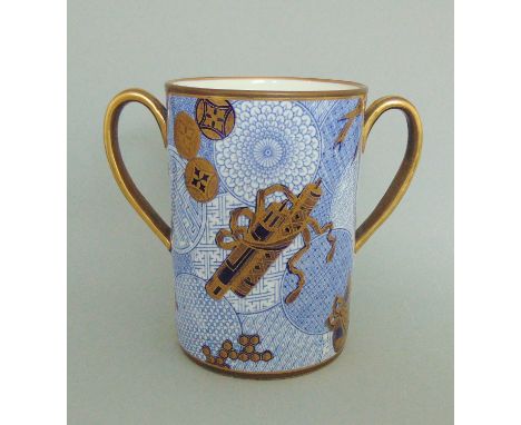 A Royal Worcester Cylindrical Twin Handled CupCirca 1878     date codeSize  11cm diam  15.5cm highProvenance A private Collec