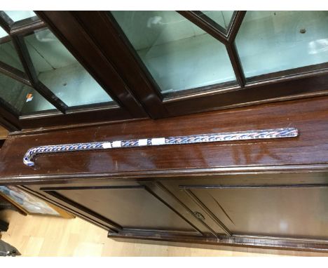 Glass walking stick, red, white and blue twist, circa 19th early 20th Century, in the Nailsea style  