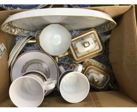 A Noritake part tea service including tray, teapot etc, one cup a/f with a Noritake 'Progression' part tea service (1 box)