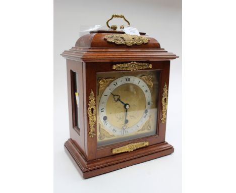 Cope Nottingham eight day mahogany mantle clock, silvered dial, Roman numerals key 