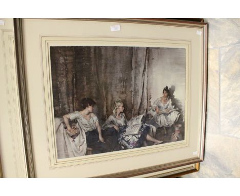 William Russell Flint, Three Spanish maidens, colour print, signed 