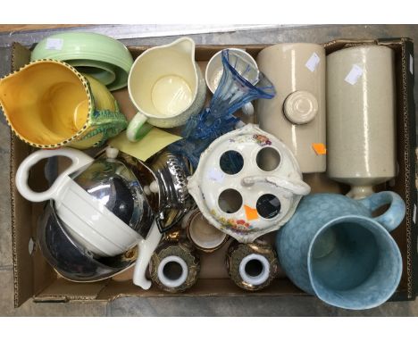 Ceramics to include hot water bottles, Art Deco ceramics, Satsuma vases, glass vases etc 