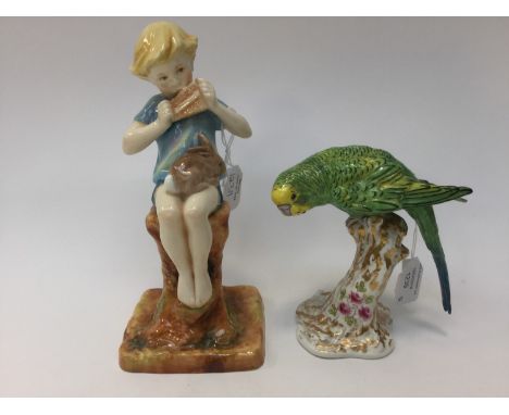 Royal Worcester Peter Pan with Royal Worcester green Budgerigar (2) 