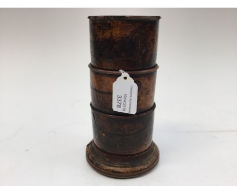 19th Century part wood spice jar with three compartments 