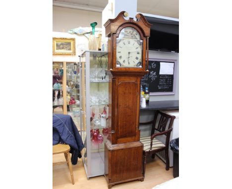 A George III oak 30 hour longcase clock, the dial inscribed 'J&W Blaylock', the hood with a swan neck pediment, the glazed do