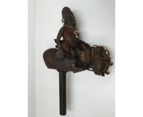 ***PLEASE NOTE AMENDED GUIDE*** An African tribal carved hand horse puppet, The Dogon, Mali, early 20th Century, in the form 