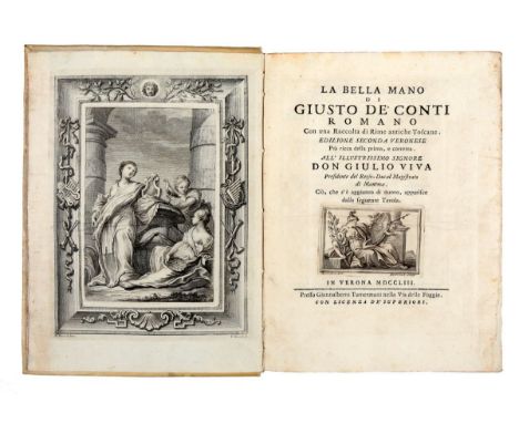 NO RESERVE Alighieri Dante - Giusto de' Conti. La bella mano di Giusto de' Conti romano con una raccolta di rime antiche tosc