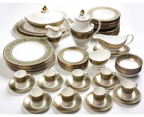 A ROYAL DOULTON 'RENAISSANCE' PATTERN' PART DINNER SERVICE Comprising: 8 dinner plates, 8 fish plates, 8 soup plates, 8 side 