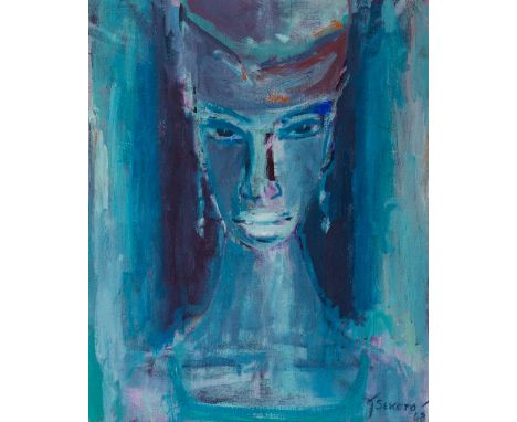 Gerard Sekoto (South African 1913-1993) HEAD OF AN AFRICAN WOMAN signed and dated 68; label adhered to the reverse inscribed 