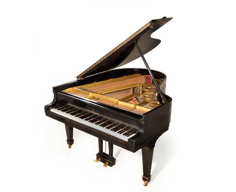 A BABY GRAND PIANO, STEINWAY AND SONS Serial number 310136, ebonised case, on square-section tapering legs99cm high, 147cm wi