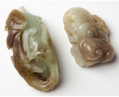 A CHINESE CELADON JADE 'LINGZHI CLUSTER' QING DYNASTY, LATE 19TH CENTURY Carved as a group of four lingzhi mushrooms; and A C