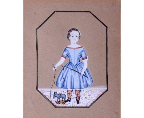 A WATERCOLOUR PORTRAIT OF JOSEPH WILLIAM NETT taken December 1847, 12cm x 9cm mounted in a burr walnut frame