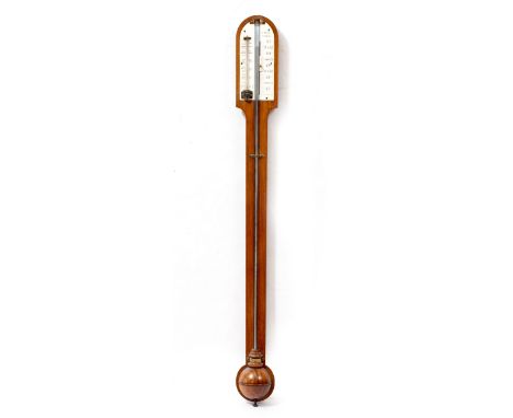 A MAHOGANY CASED STICK BAROMETER the ivorine dial signed Spears Dublin, 10cm wide x 92cm high