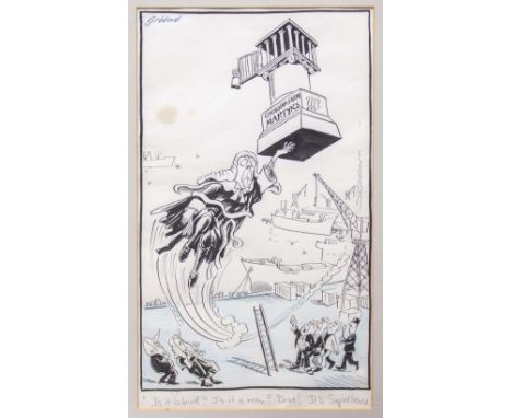 EDWARD TENNYSON REED (1860-1933) A political cartoon, pen and ink, 25cm x 34cm; a further cartoon sketch and a watercolour by