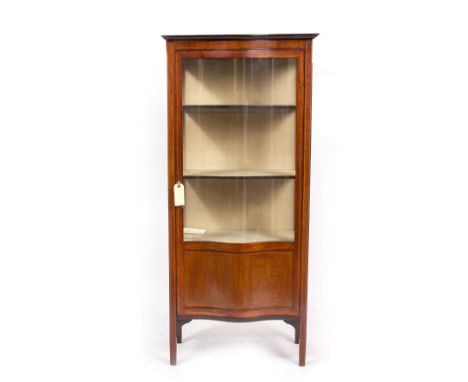 AN EDWARDIAN MAHOGANY BOW FRONTED DISPLAY CABINET 70cm wide x 36cm deep x 153cm high