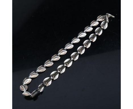 HERMANN SIERSBOL - a Vintage Danish stylised sterling silver leaf necklace 