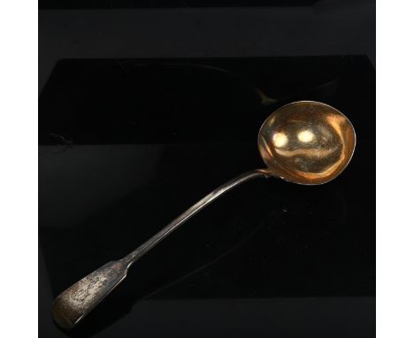 A Victorian silver Fiddle pattern soup ladle, by Chawner &amp; Co, hallmarks London 1865, length 34cm, 9.3oz 
