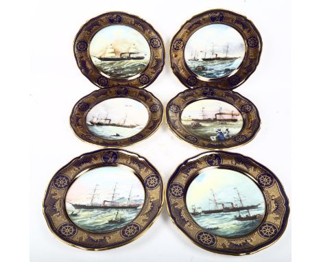 A set of 6 Spode Age of Romance Cunard limited edition plates, 5 boxed, 23.5cm 