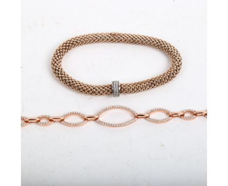 2 modern rose gold plated sterling silver bracelets 