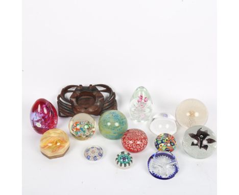 A group of glass paperweights, including Mdina, Caithness, Murano Millefiori etc 