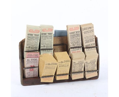 A Vintage bus ticket dispenser stand, with tickets for Maidstone &amp; District Motor Services Limited 