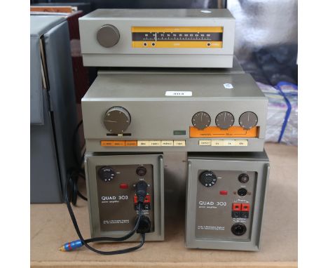 QUAD - Vintage Hi-Fi system, comprising FM 3 tuner, 2 x Quad 33 pre-amp, and 2 x Quad 303 power amplifier (5) 