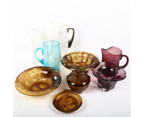 Cloud glass bowls, Vintage glass jugs etc 