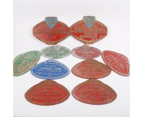 10 Vintage French agricultural livestock award plaques 