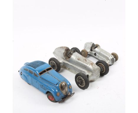 SCHUCO - 3 x Studio Vintage tinplate clockwork toy cars, including Mercedes Racing Car 1050, Mercedes 1935 Micro Racer, and K