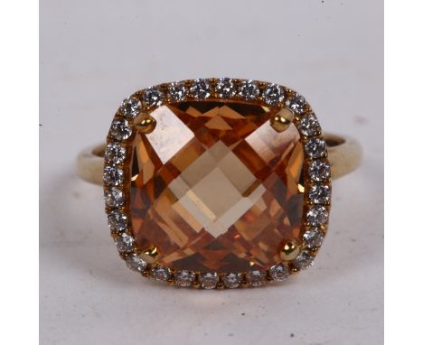 A modern 9ct gold stone set cluster ring 