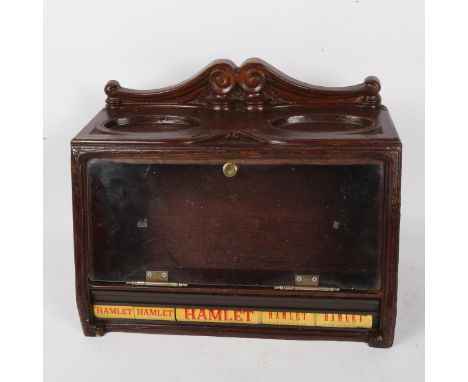 A Vintage mahogany Hamlet shop advertising table-top cigar cabinet / dispenser, W39cm, H30cm, D22cm 