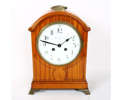 An early 20th century Maple &amp; Co Ltd of Paris 8-day bracket clock, white enamel dial with Arabic numerals and movement st