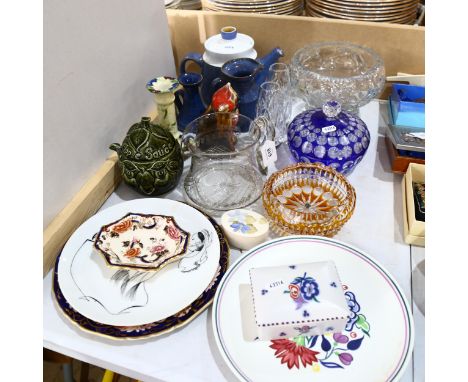 Various ceramics, including small Moorcroft jar and cover, Limoges quimper plate, Poole pottery etc 